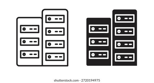 Iconos del centro de datos. Píxel perfecto. Icono de contorno de Vector. Concepto de logotipo plano.