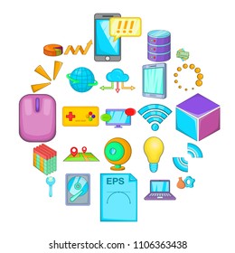 Data center icons set. Cartoon set of 25 data center vector icons for web isolated on white background