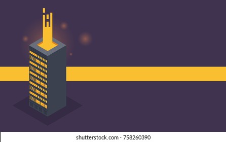 Data center isometric, horizontal vector banner of server room rack, mainframe concept