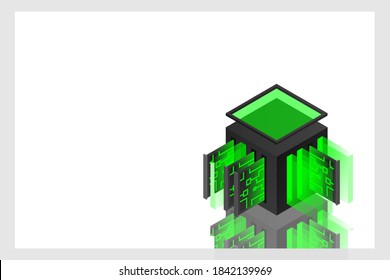 Data center isometric icon, database and cloud data storage concept, PCB slot, server room, cloud computing, 3d vector illustration.