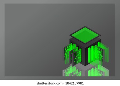 Data center isometric icon, database and cloud data storage concept, PCB slot, server room, cloud computing, 3d vector illustration.