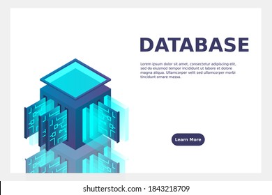 Icon, Datenbank- und Cloud-Datenspeicherkonzept, PCB-Steckplatz, Serverraum, Cloud-Computing, 3D-Vektorgrafik.