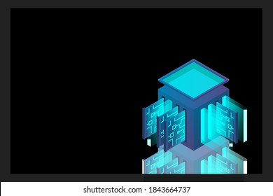 Data center isometric icon, database and cloud data storage concept, PCB slot, server room, cloud computing, 3d vector illustration.