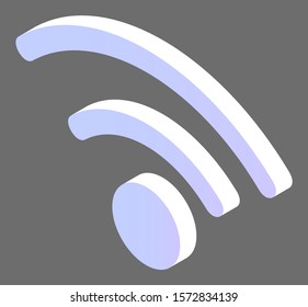 Data center isometric icon, wifi logotype in white color, wireless support and digital communication, modern network symbol, information online connect, web logo, computing element 3D vector design