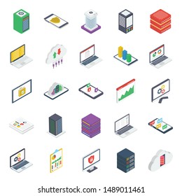 Data Center Isometric Icons Pack