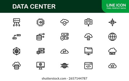 Data Center Line Icon Collection – Unique, creative, and high-quality vector illustrations representing IT networks, storage systems, and computing devices