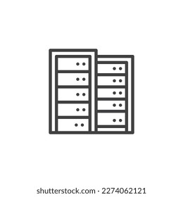 Data center line icon. data storage linear style sign for mobile concept and web design. Computer Server outline vector icon. Symbol, logo illustration. Vector graphics