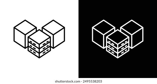 Data center line icon vector illustration set.