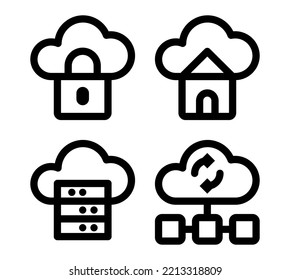Data center line icons set. Computing data and File storage icons. Simple vector icons eps10