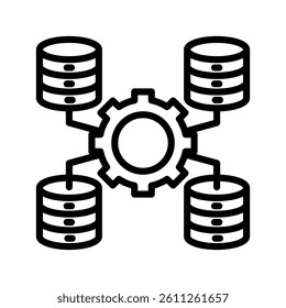 Data Center Line Vector Illustration On White Background.