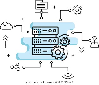 Data Center Machine Configuration Vector Glyph Icon Design, Cloud computing and Internet hosting services Symbol,  Rack Config stock illustration, Customized Server Configuration Concept, 