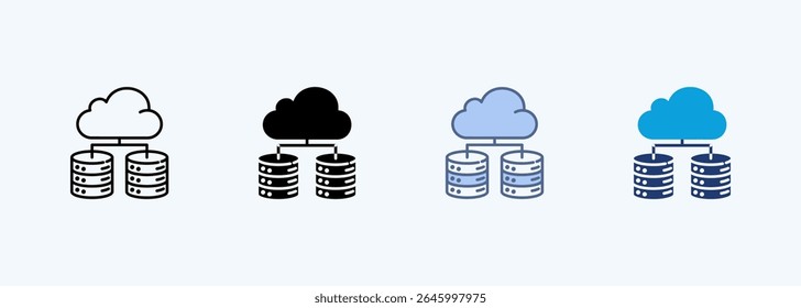 Data Center Multiple Style Icon Vector Illustration