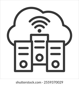 Data Center Outline Icon Vector Illustration