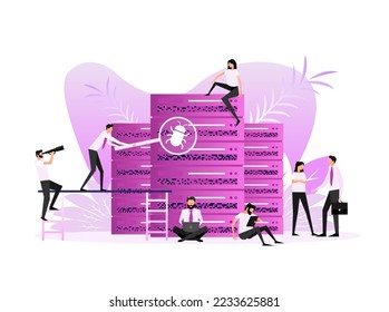 Data center people. Vector illustration digital design