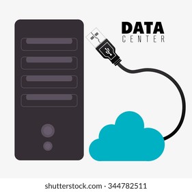 Data center security system graphic with icons, vector illustration design
