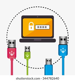 Data center security system graphic with icons, vector illustration design