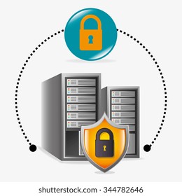 Data Center Security System Graphic With Icons, Vector Illustration Design