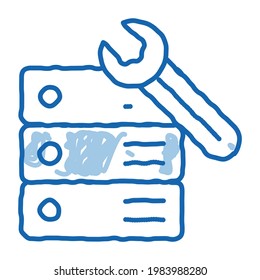 data center server repair sketch icon vector. Hand drawn blue doodle line art data center server repair sign. isolated symbol illustration