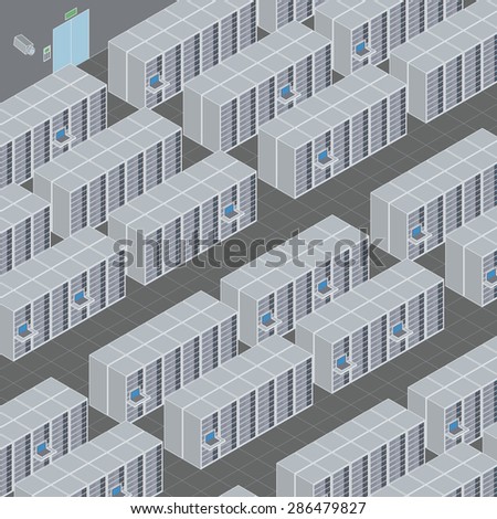 Data Center, Server Room, illustration