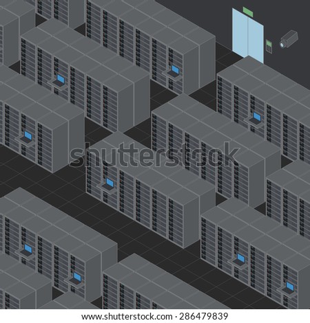 Data Center, Server Room, illustration