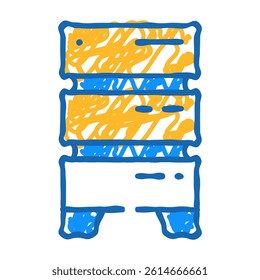 data center server for storage file doodle icon sketch vector. data center server for storage file sign. isolated symbol illustration