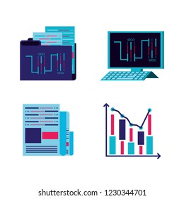 data center service with set icons