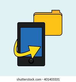 data center and smartphone design, vector illustration
