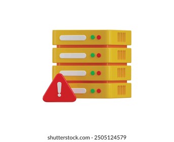Data center with spam alert icon concept of cloud storage danger risk icon 3d render