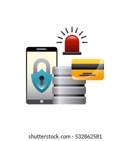 data center storage with smartphone and money card icon over white background. colorful design. vector illustration