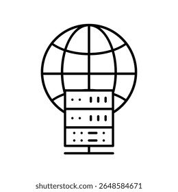 Ícone de vetor do data center. Sinal de ilustração de análise de dados. Símbolo do servidor. Ícone da Web de hospedagem.