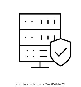 Ícone de vetor do data center. Sinal de ilustração de análise de dados. Símbolo do servidor. Ícone da Web de hospedagem.