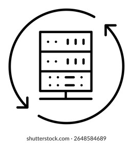 Ícone de vetor do data center. Sinal de ilustração de análise de dados. Símbolo do servidor. Ícone da Web de hospedagem.