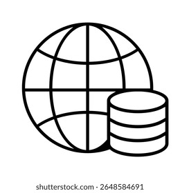 Ícone de vetor do data center. Sinal de ilustração de análise de dados. Símbolo do servidor. Ícone da Web de hospedagem.