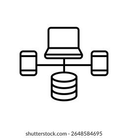 Ícone de vetor do data center. Sinal de ilustração de análise de dados. Símbolo do servidor. Ícone da Web de hospedagem.