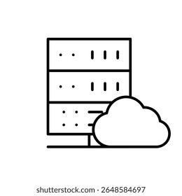 Ícone de vetor do data center. Sinal de ilustração de análise de dados. Símbolo do servidor. Ícone da Web de hospedagem.