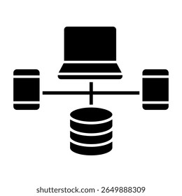 Ícone de vetor do data center. Sinal de ilustração de análise de dados. Símbolo do servidor. Ícone da Web de hospedagem.
