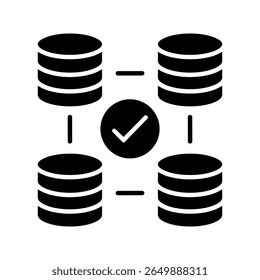 Ícone de vetor do data center. Sinal de ilustração de análise de dados. Símbolo do servidor. Ícone da Web de hospedagem.