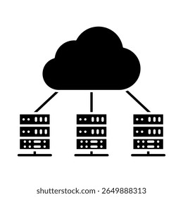Ícone de vetor do data center. Sinal de ilustração de análise de dados. Símbolo do servidor. Ícone da Web de hospedagem.