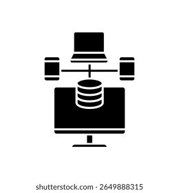 Ícone de vetor do data center. Sinal de ilustração de análise de dados. Símbolo do servidor. Ícone da Web de hospedagem.