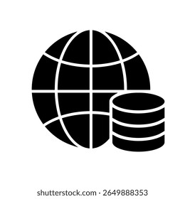 Ícone de vetor do data center. Sinal de ilustração de análise de dados. Símbolo do servidor. Ícone da Web de hospedagem.