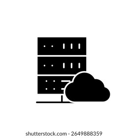 Ícone de vetor do data center. Sinal de ilustração de análise de dados. Símbolo do servidor. Ícone da Web de hospedagem.