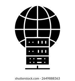 Ícone de vetor do data center. Sinal de ilustração de análise de dados. Símbolo do servidor. Ícone da Web de hospedagem.