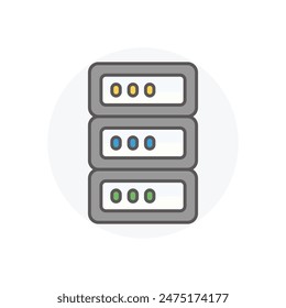 Icono de Vector de centro de datos con ilustración de stock de Vector de fondo blanco