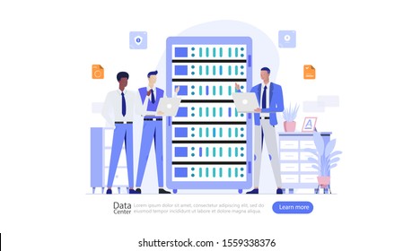 Data Center Vector Illustration Concept , Suitable for web landing page, ui, mobile app, editorial design, flyer, banner, and other related occasion