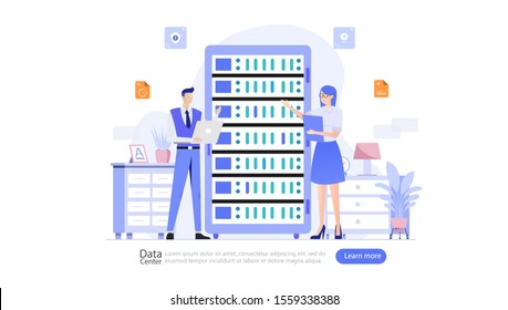 Data Center Vector Illustration Concept , Suitable for web landing page, ui, mobile app, editorial design, flyer, banner, and other related occasion