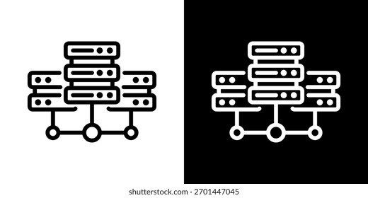 Ícone De Data Center Com Estilo Plano Preto E Branco
