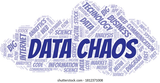 Data Chaos vector word cloud, made with text only.