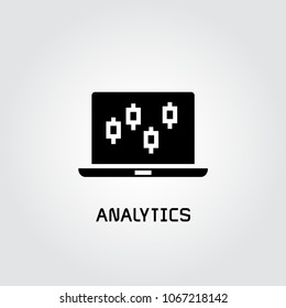data chart analytics in laptop icon