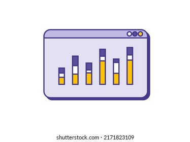 Gráfico de datos Informe de negocio Estadística de vector simple plano Ilustración