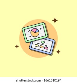 Data Chart Cartoon Flat Illustration. Cute Vector Design